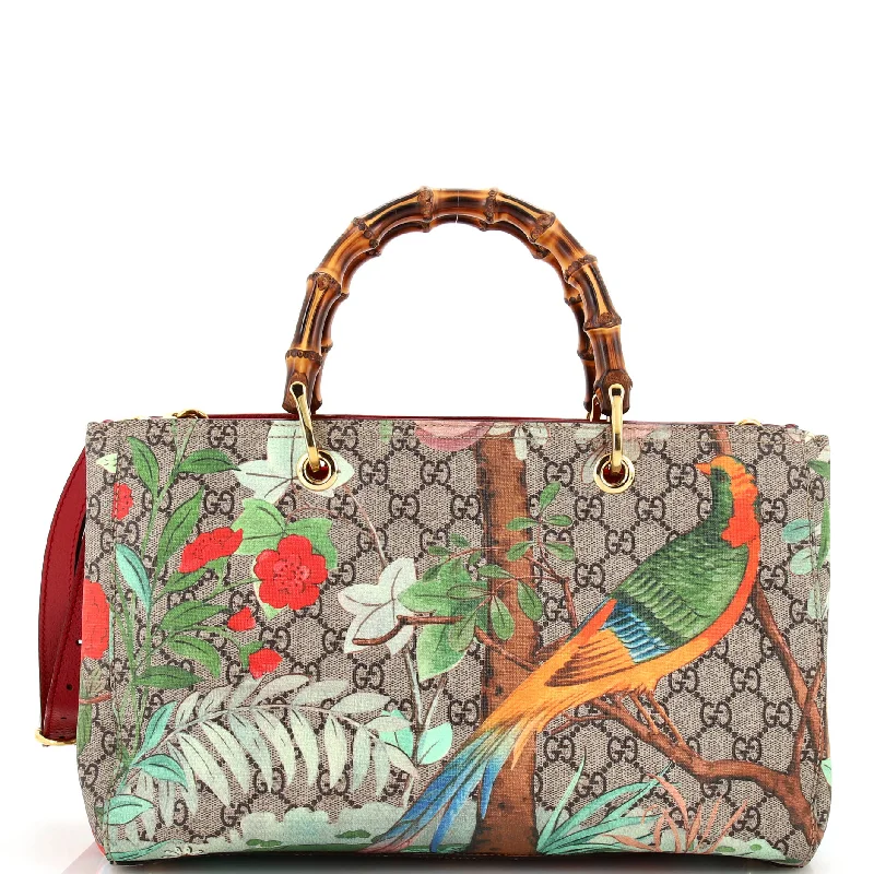 Ladies Gucci Dionysus bags with a detachable shoulder strapBamboo Shopper Tote Tian Print GG Coated Canvas Medium