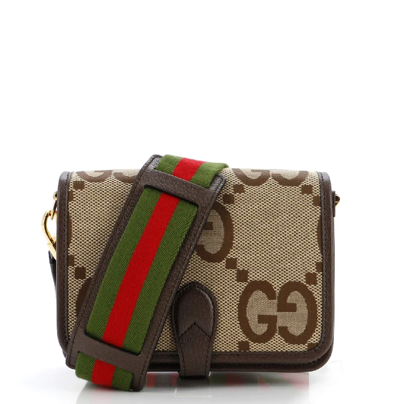 Women Gucci crossbody bags with a printed floral patternBuckle Messenger Bag Jumbo GG Canvas Small