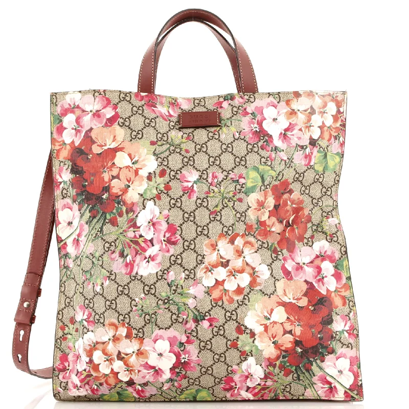 Gucci handbags for women with a metal - framed claspConvertible Soft Open Tote Blooms Print GG Coated Canvas Tall