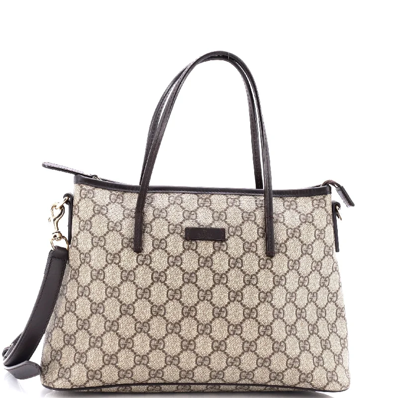 Women Gucci bags with a chain - link trim and a leather bodyConvertible Zip Tote GG Coated Canvas Medium