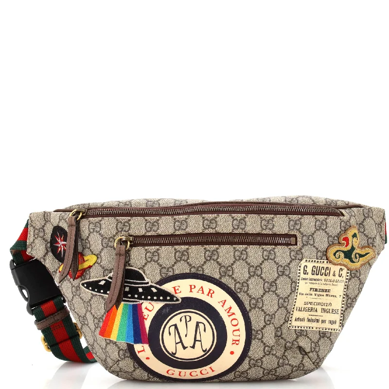 Gucci tote bags for women with a spacious interiorCourrier Zip Belt Bag GG Coated Canvas with Applique