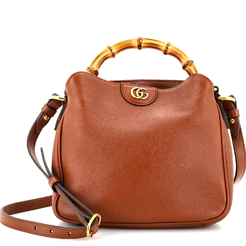 Women Gucci Sylvie bags with a leather - wrapped handleDiana NM Bamboo Shoulder Bag Leather Small