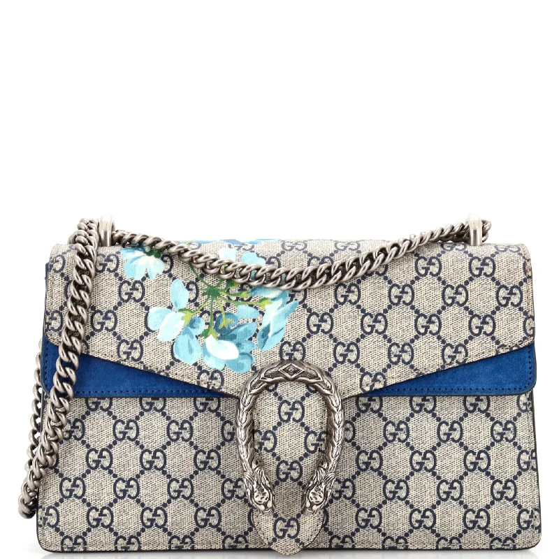 Women Gucci Sylvie bags featuring the signature web stripeDionysus Bag Blooms Print GG Coated Canvas Small