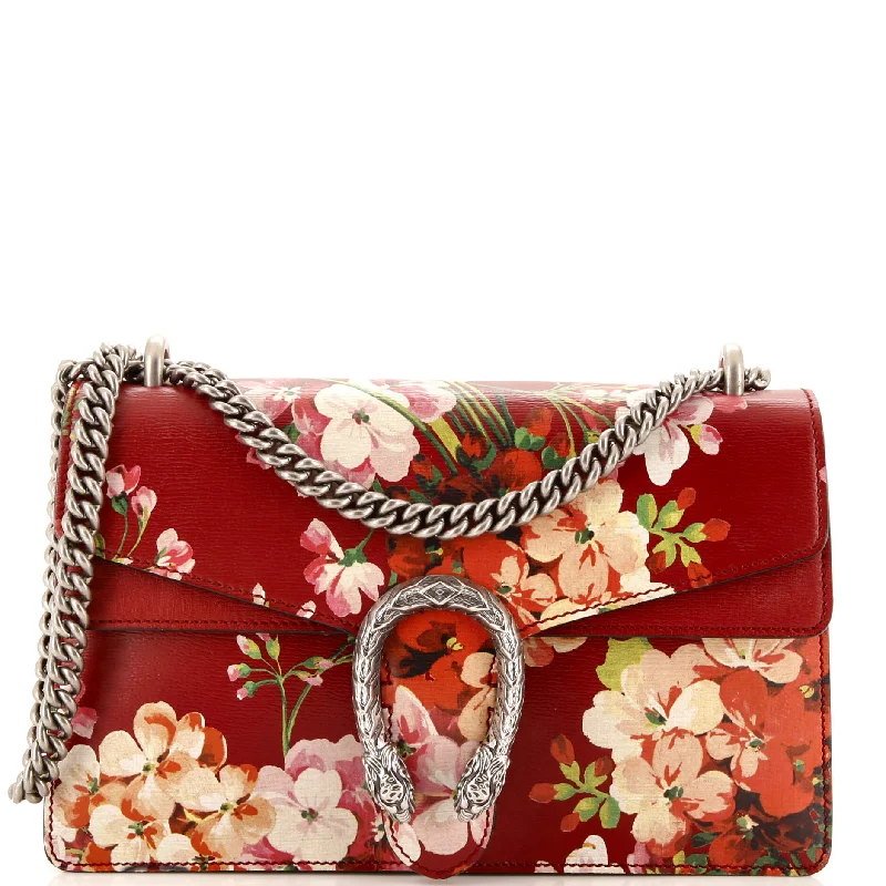 Women Gucci bags with a zip - around closure for securityDionysus Bag Blooms Print Leather Small