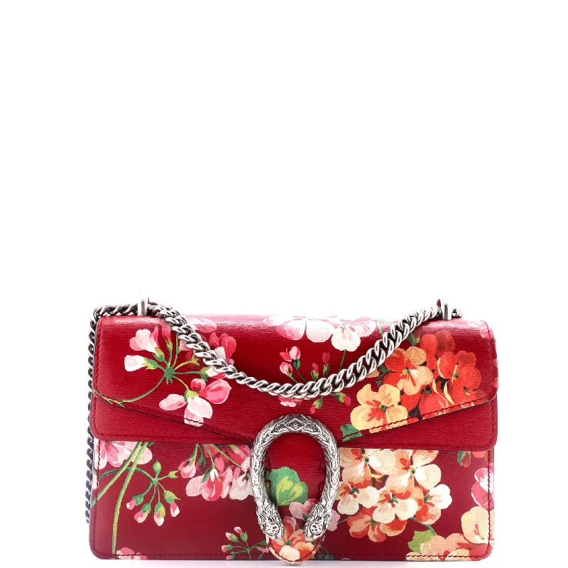 Ladies Gucci Dionysus bags with a detachable shoulder strapDionysus Bag Blooms Print Leather Small