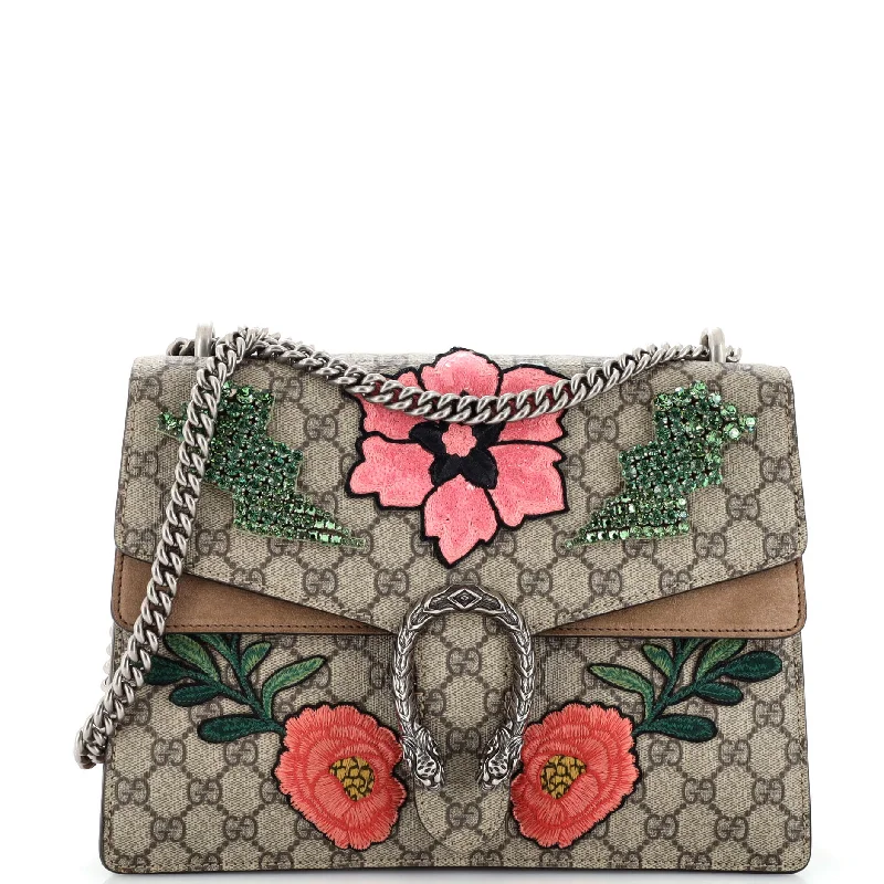 Women Gucci bags with a front - zip pocket for small itemsDionysus Bag Embellished GG Coated Canvas Medium