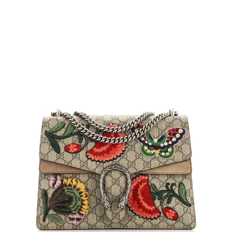 Ladies Gucci handbags with a detachable coin purse insideDionysus Bag Embroidered GG Coated Canvas Medium