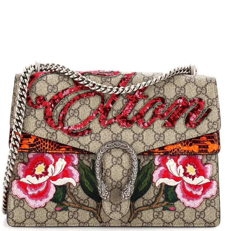 Small - sized Women Gucci shoulder bags for evening outingsDionysus Bag Embroidered GG Coated Canvas with Python Medium