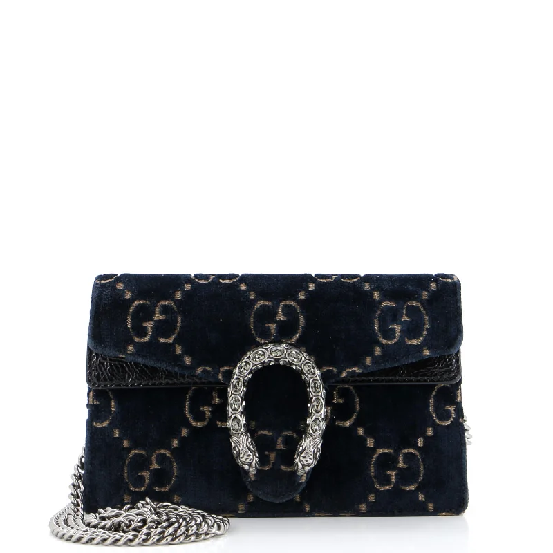 Women Gucci Sylvie bags with a crystal - embellished web stripeDionysus Bag GG Velvet Super Mini