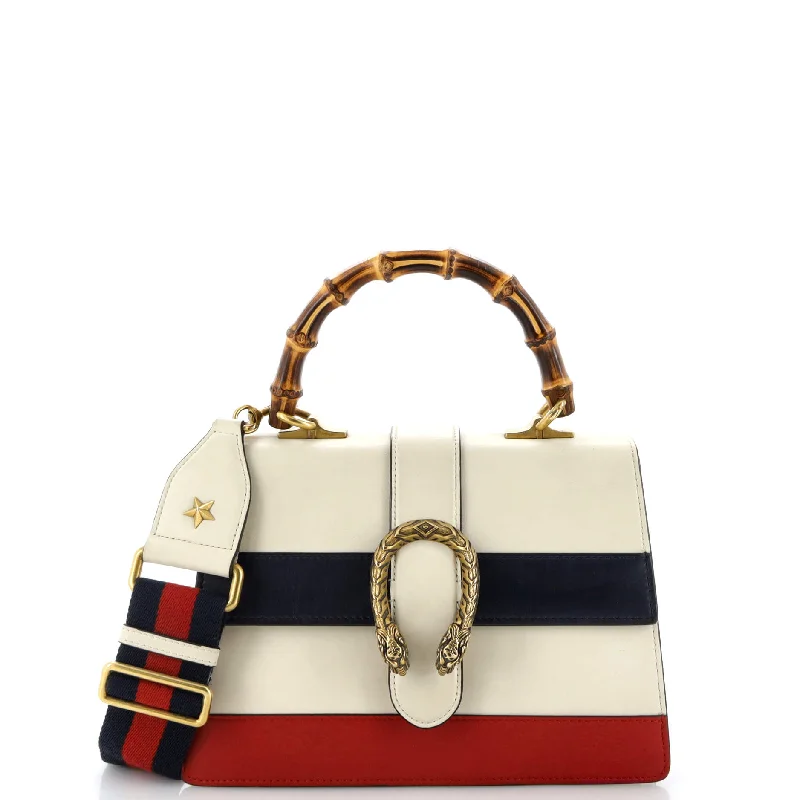 Women Gucci bags with a snap - button closure and a decorative charmDionysus Bamboo Top Handle Bag Colorblock Leather Medium