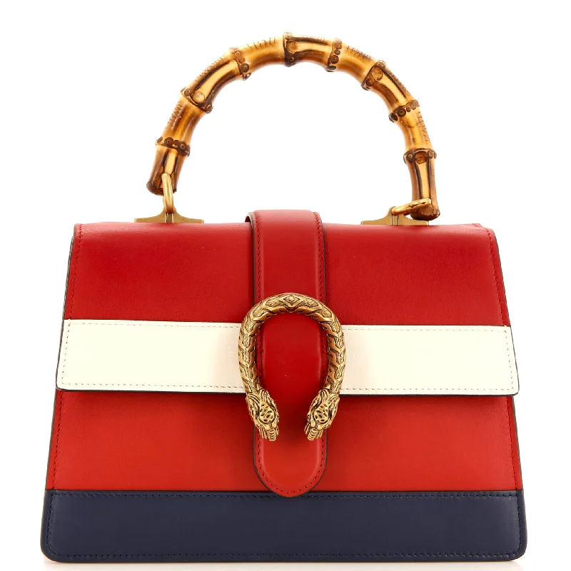 Ladies Gucci Dionysus bags with a chain - link shoulder strapDionysus Bamboo Top Handle Bag Colorblock Leather Medium