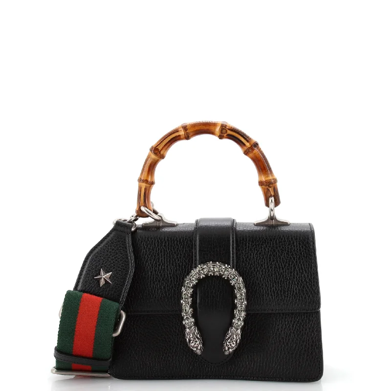 Women Gucci bags with a zip - around closure for securityDionysus Bamboo Top Handle Bag Leather Mini