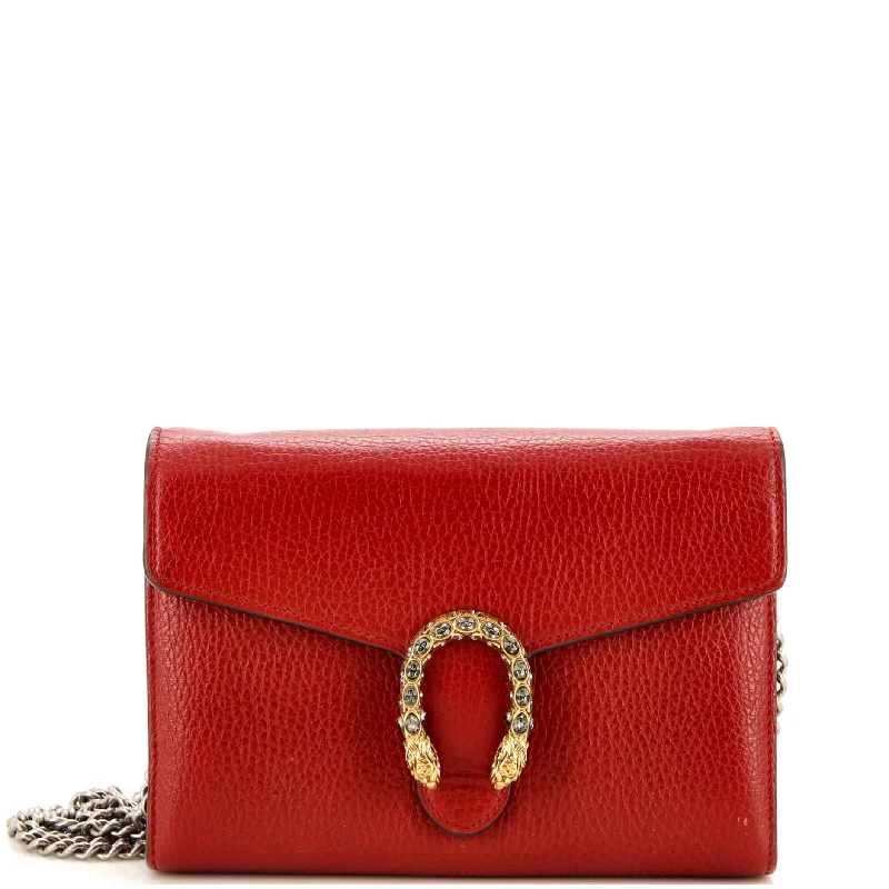 Medium - sized Women Gucci handbags for everyday useDionysus Chain Wallet Leather with Embellished Detail Small