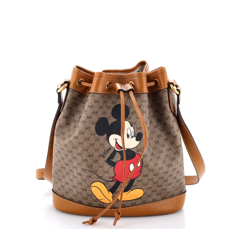 Women Gucci bags with a front - zip pocket for small itemsDisney Mickey Mouse Bucket Bag Printed Mini GG Coated Canvas