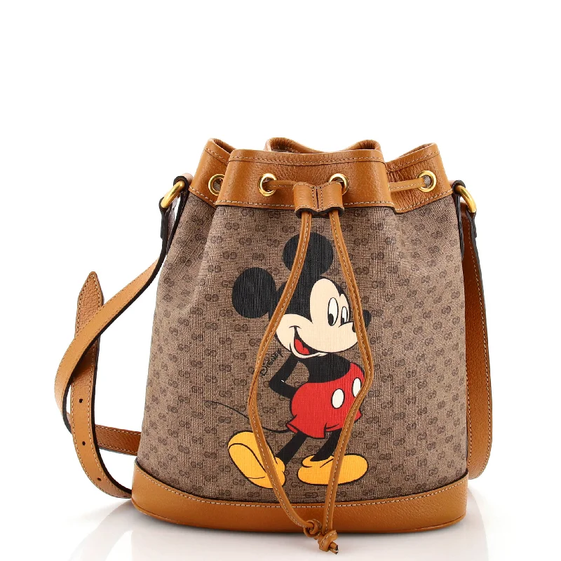 Women Gucci bags with a zippered interior pocketDisney Mickey Mouse Bucket Bag Printed Mini GG Coated Canvas