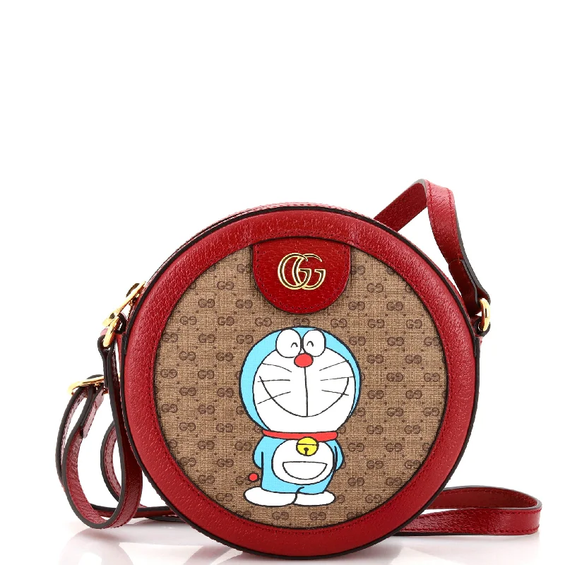 Women Gucci backpacks with a luxurious leather finishDoraemon Round Shoulder Bag Printed Mini GG Coated Canvas