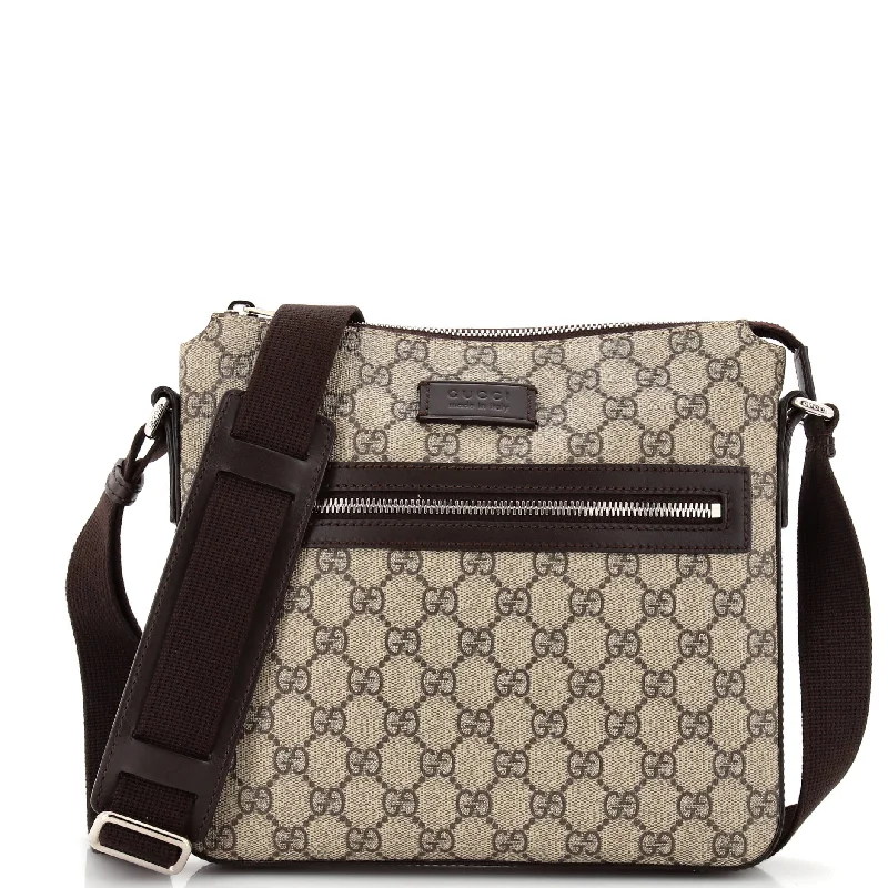 Ladies Gucci shoulder bags with a magnetic - closure flapFront Zip Messenger GG Coated Canvas Medium