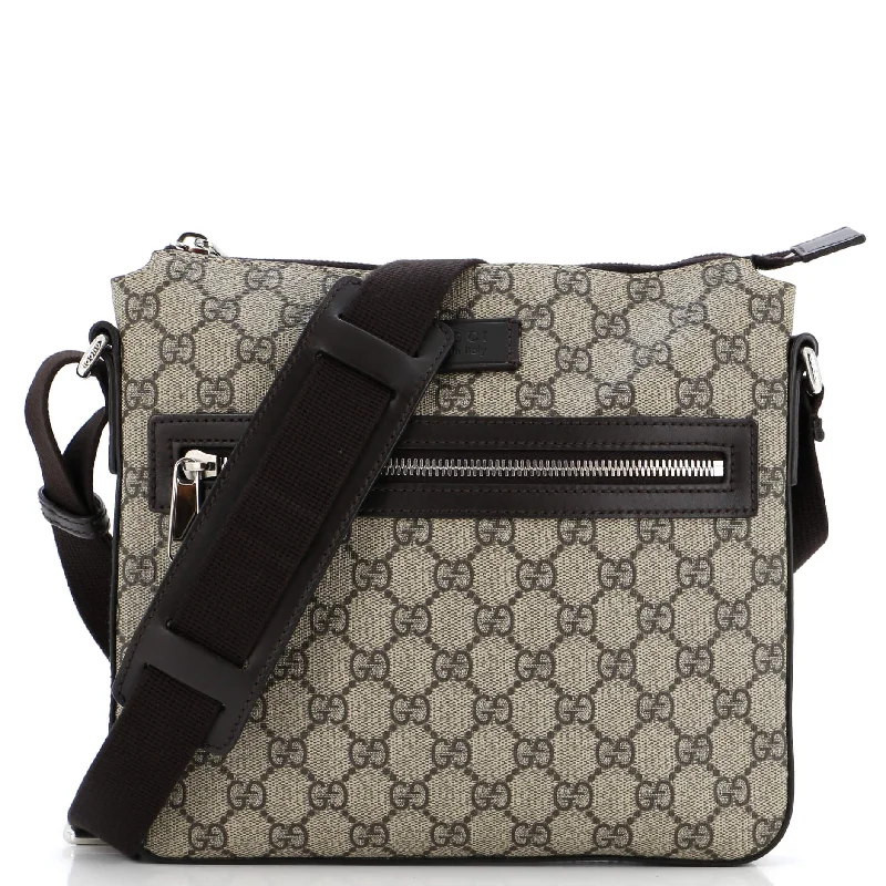 Women Gucci bags with interlocking G hardware for a classic lookFront Zip Messenger GG Coated Canvas Medium