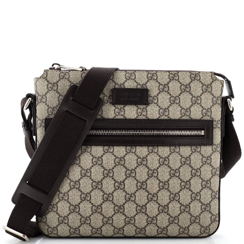 Ladies Gucci shoulder bags with a magnetic - closure flapFront Zip Messenger GG Coated Canvas Medium