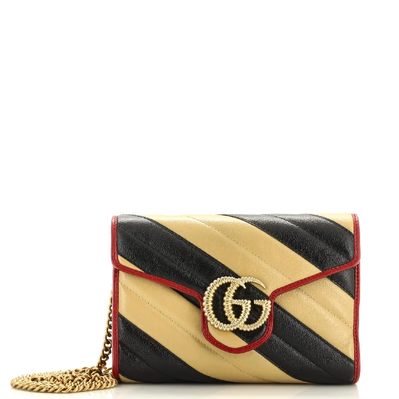 Women Gucci bags with a magnetic snap closure for easy accessGG Marmont Chain Wallet Diagonal Quilted Leather Mini