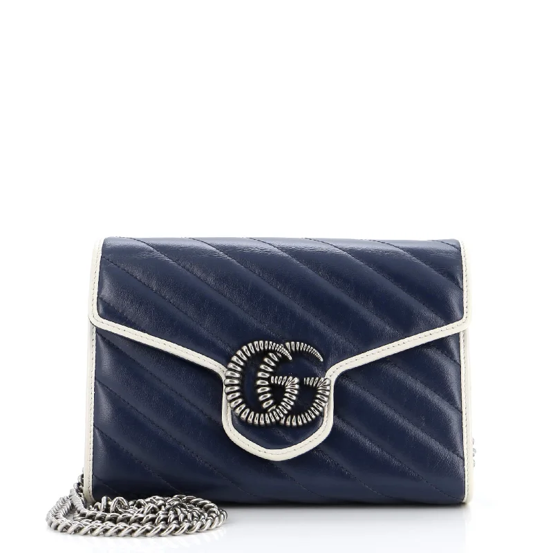 Gucci handbags for women with a beaded trimGG Marmont Chain Wallet Diagonal Quilted Leather Mini