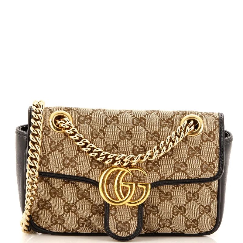 Gucci handbags for women with a patent - leather finishGG Marmont Flap Bag Diagonal Quilted GG Canvas Mini