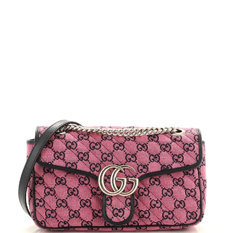 Gucci handbags for women with a metal - framed claspGG Marmont Flap Bag Diagonal Quilted GG Canvas Small