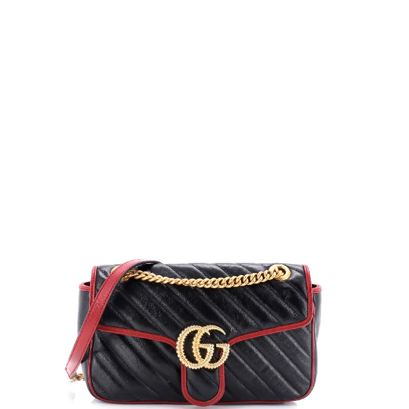 Gucci crossbody bags for women with adjustable leather strapsGG Marmont Flap Bag Diagonal Quilted Leather Small