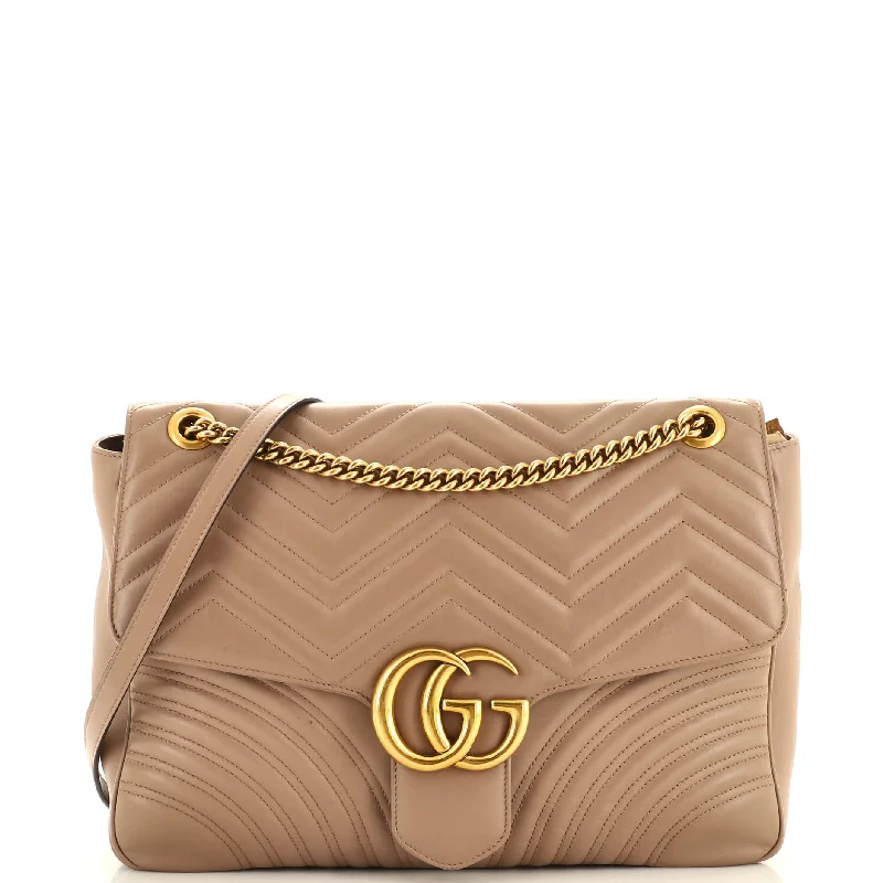 Women Gucci bags with a snap - button closure and a decorative charmGG Marmont Flap Bag Matelasse Leather Large