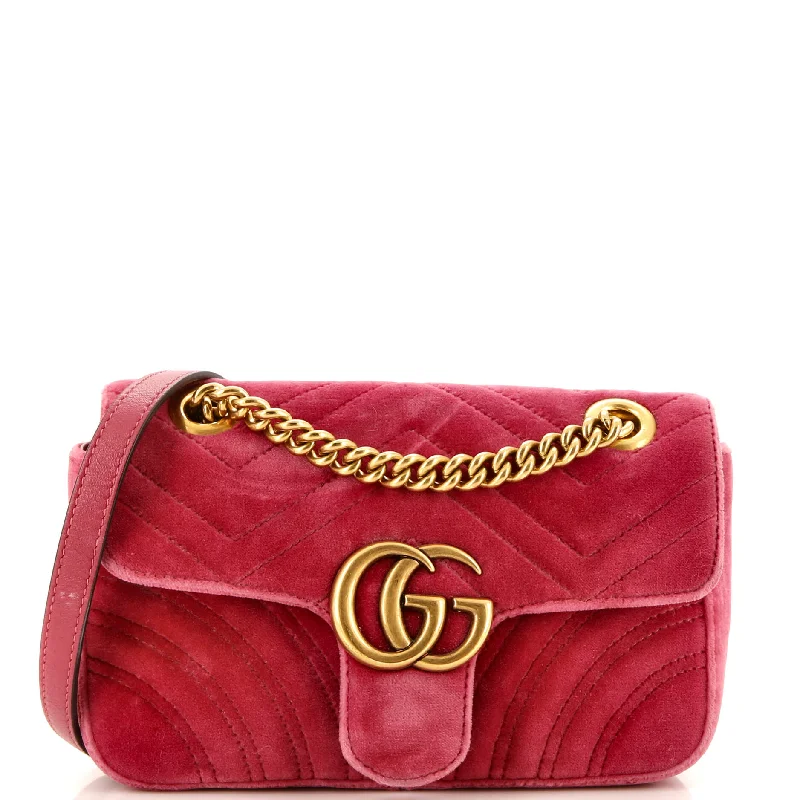 Gucci handbags for women with a patent - leather finishGG Marmont Flap Bag Matelasse Velvet Mini