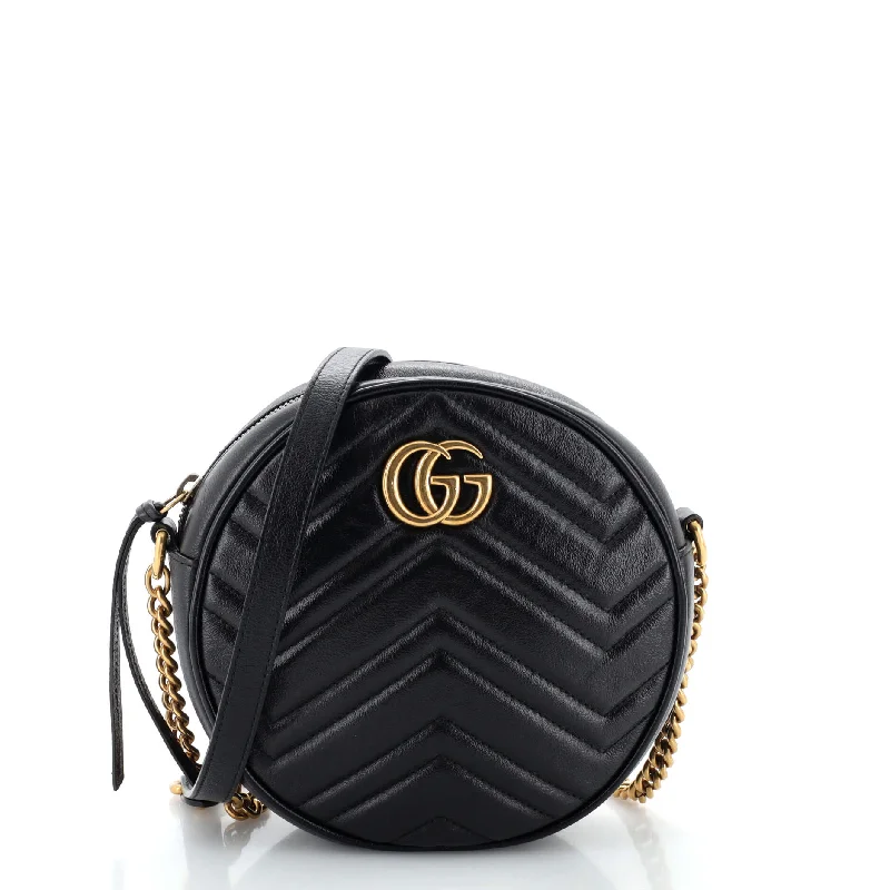 Gucci backpacks for women with a multi - pocket designGG Marmont Round Shoulder Bag Matelasse Leather Mini