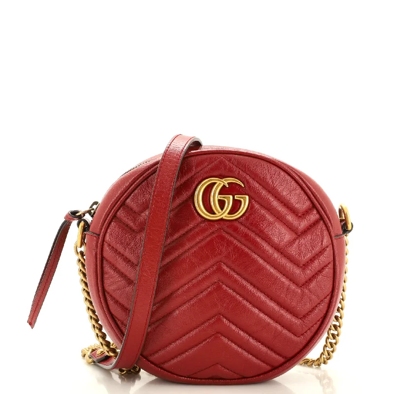 Women Gucci bags with a zippered interior pocketGG Marmont Round Shoulder Bag Matelasse Leather Mini