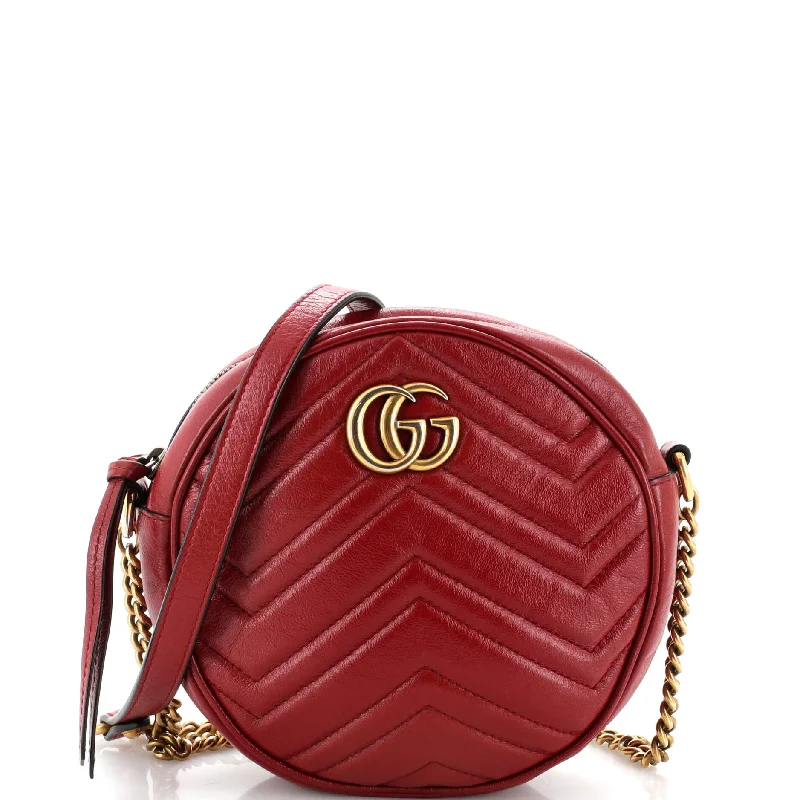 Gucci Marmont bags for women with a snakeskin - effect panelGG Marmont Round Shoulder Bag Matelasse Leather Mini