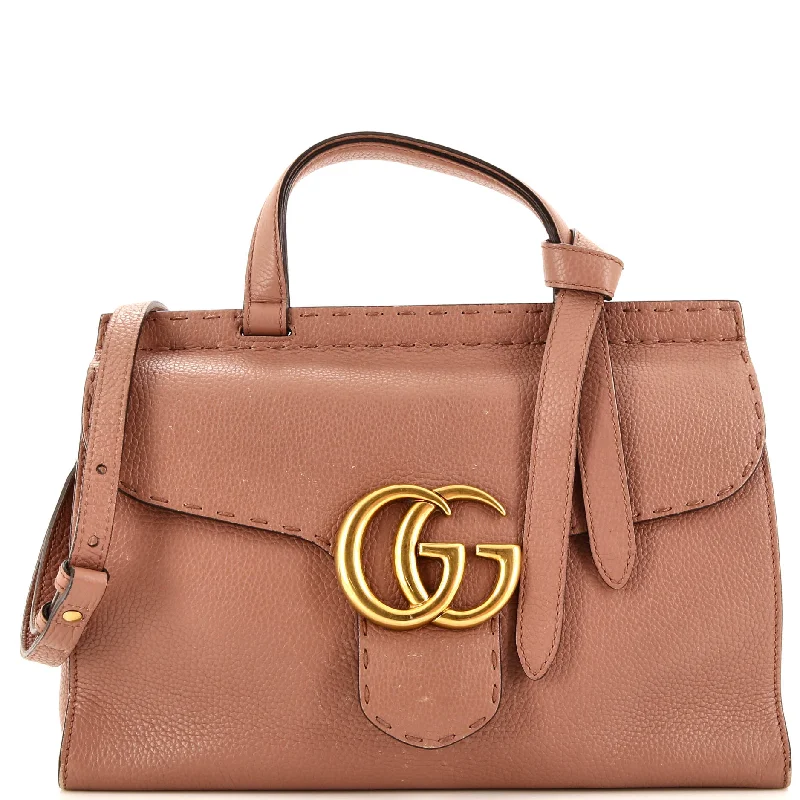 Women Gucci bags with a front - zip pocket for small itemsGG Marmont Top Handle Bag Leather Small