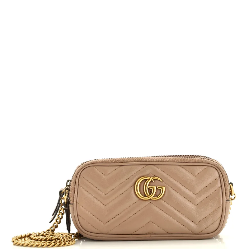 Women Gucci bags with a magnetic snap closure for easy accessGG Marmont Triple Zip Chain Bag Matelasse Leather Mini