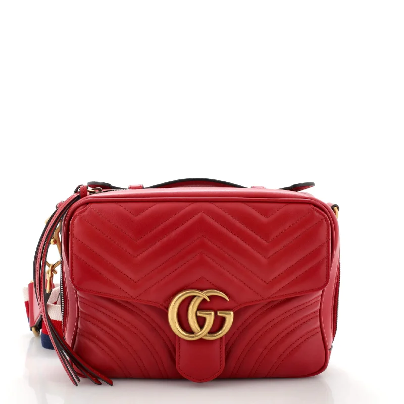 Ladies Gucci Dionysus bags with a star - shaped charmGG Marmont Zip Around Camera Bag Matelasse Leather Small