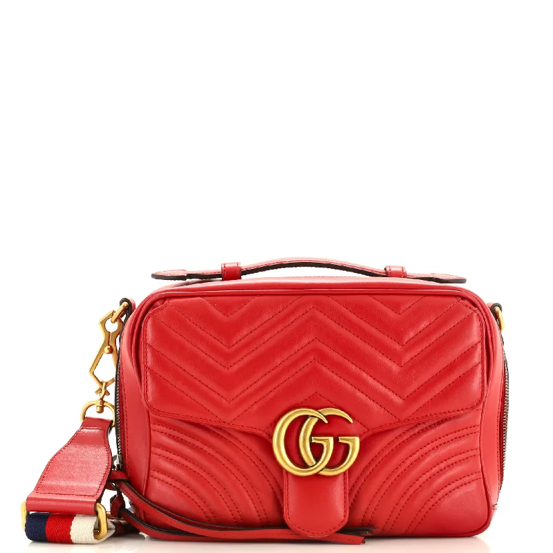 Women Gucci bags with a detachable mirror insideGG Marmont Zip Around Camera Bag Matelasse Leather Small