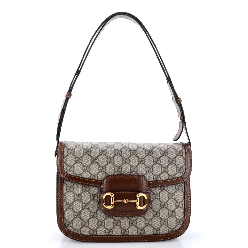 Women Gucci bags with a snap - button closure and a decorative charmHorsebit 1955 Shoulder Bag GG Coated Canvas East West