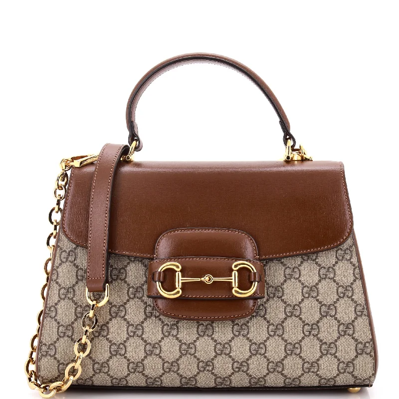 Ladies Gucci Dionysus bags with a chain - link shoulder strapHorsebit 1955 Top Handle Flap Bag GG Coated Canvas and Leather Medium