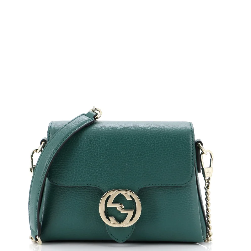 Women Gucci Sylvie bags with a monogram - embossed leatherInterlocking Chain Crossbody Bag Leather Small