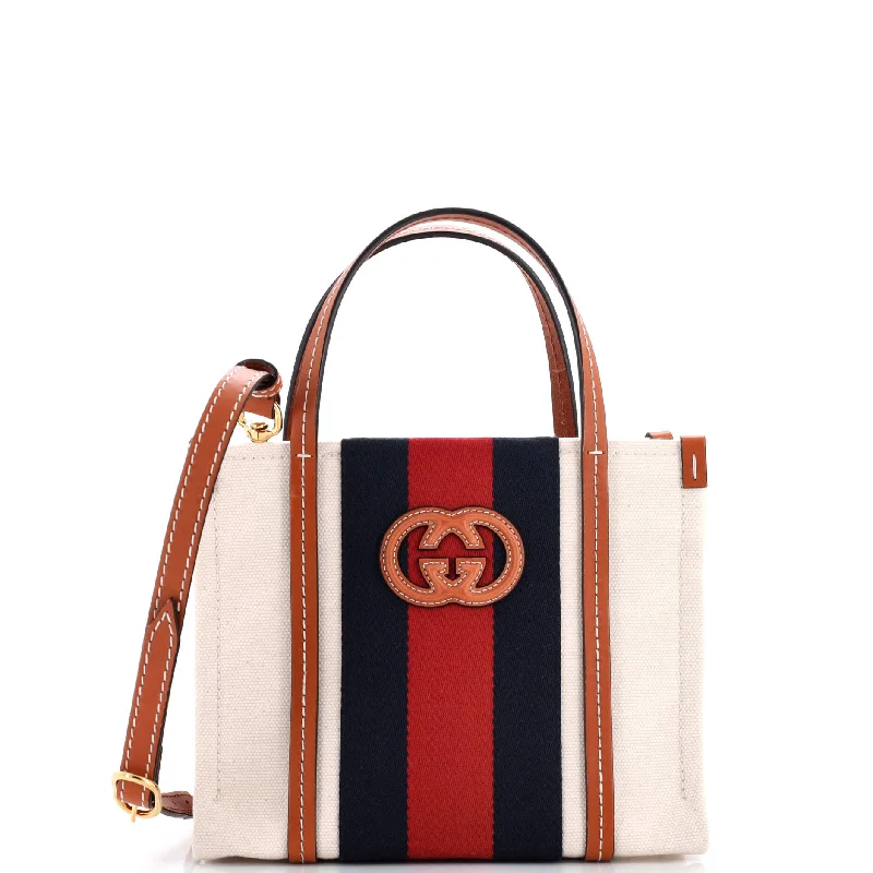 Ladies Gucci shoulder bags with a wide - width strapInterlocking G Web Tote Canvas Mini