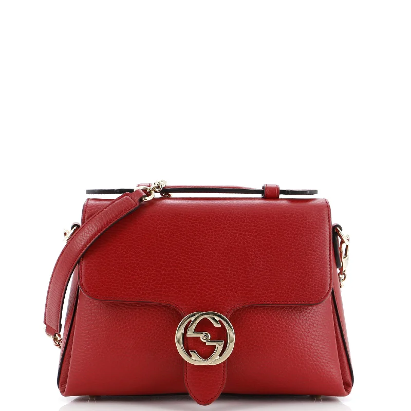 Women Gucci bags with a detachable mirror insideInterlocking Top Handle Bag Leather Small