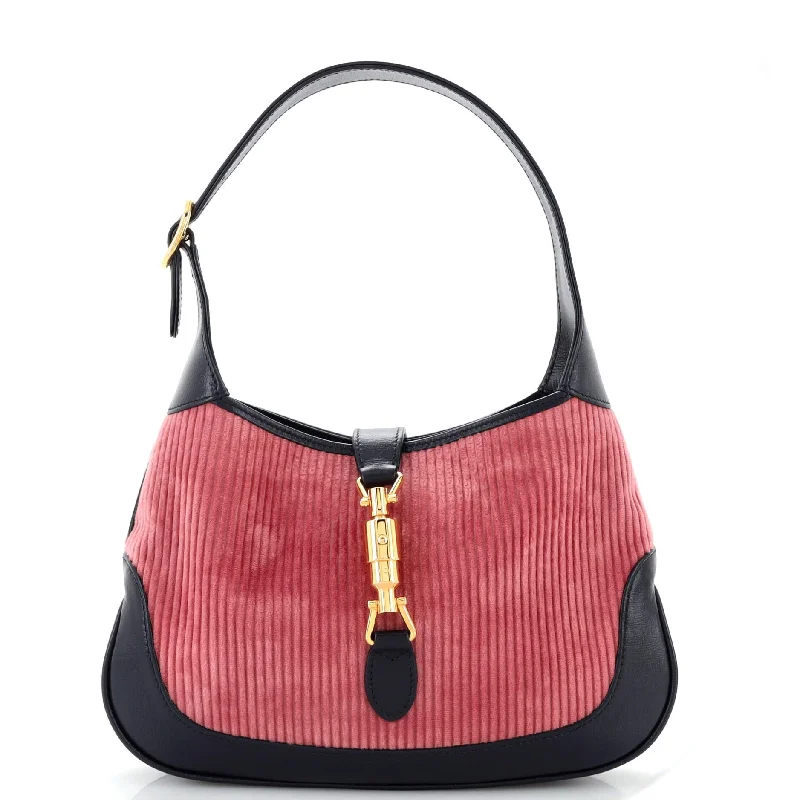 Women Gucci backpacks with a luxurious leather finishJackie 1961 Hobo Corduroy with Leather Small