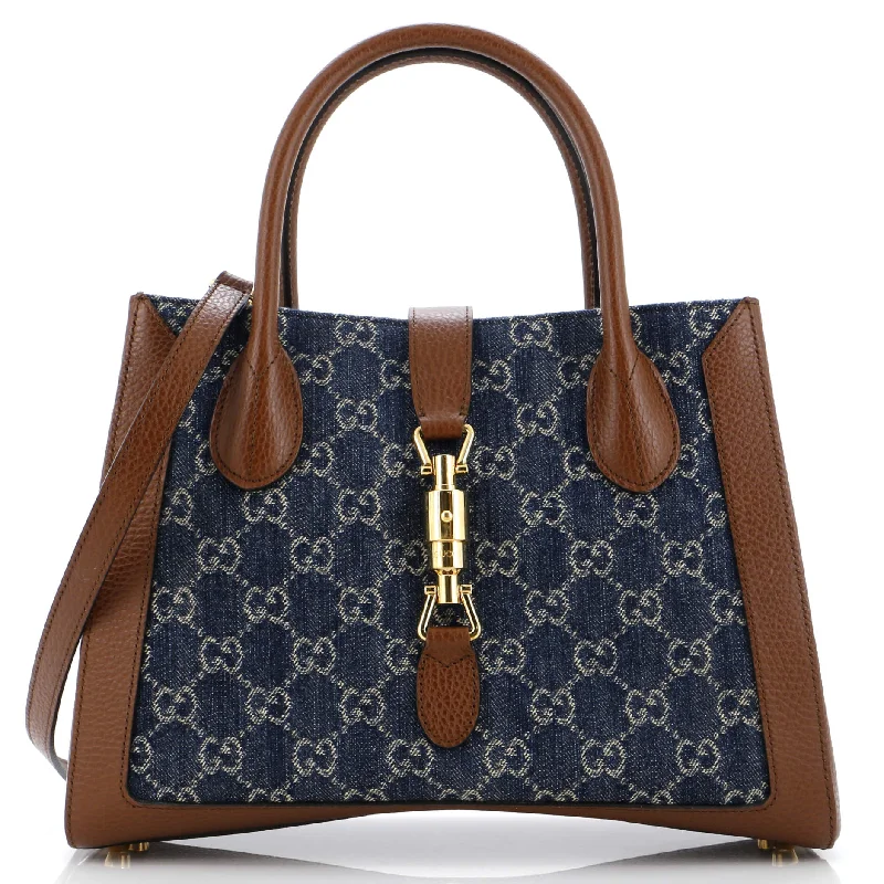 Gucci tote bags for women with a water - resistant coatingJackie 1961 Tote GG Denim and Leather Medium