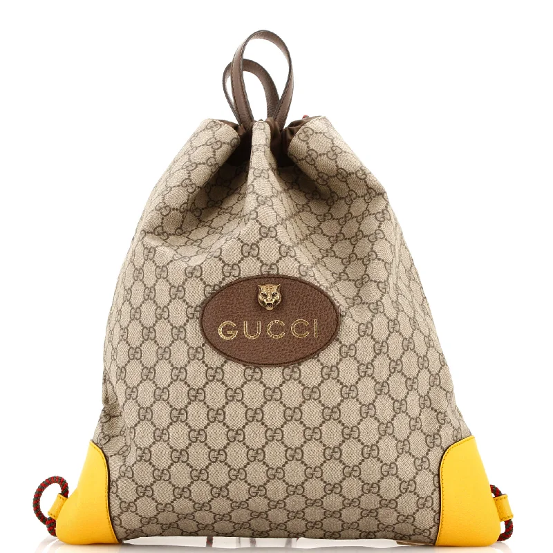 Women Gucci crossbody bags with a woven leather strapNeo Vintage Drawstring Backpack GG Coated Canvas Large