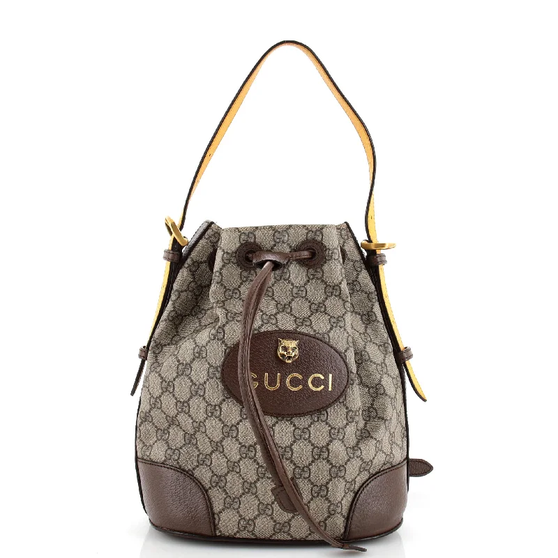 Gucci tote bags for women with a spacious interiorNeo Vintage Drawstring Bucket Backpack GG Coated Canvas Mini