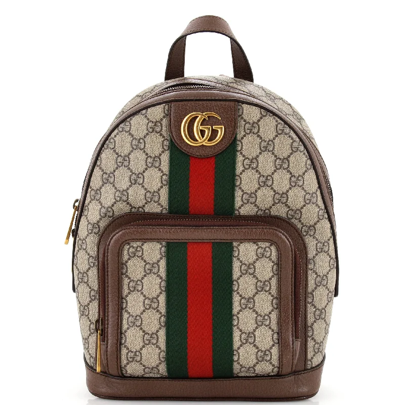 Ladies Gucci Dionysus bags with a chain - link shoulder strapOphidia Backpack GG Coated Canvas Small