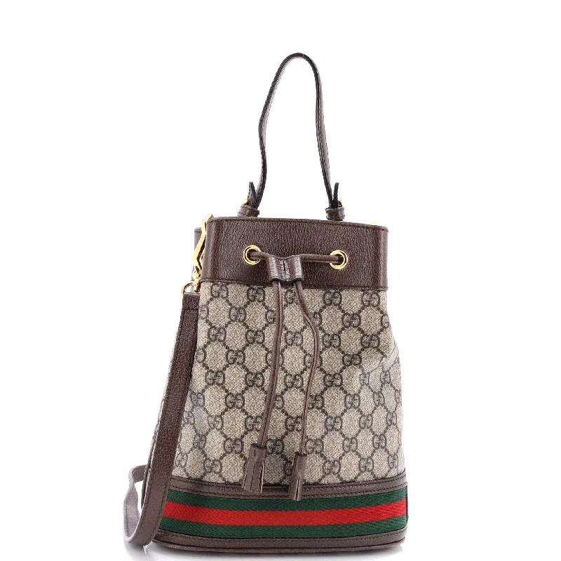 Women Gucci bags with a zip - around closure for securityOphidia Bucket Bag GG Coated Canvas Small