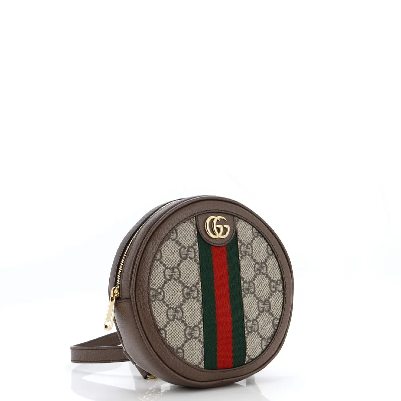 Women Gucci bags with a zippered interior pocketOphidia Round Backpack GG Coated Canvas Mini