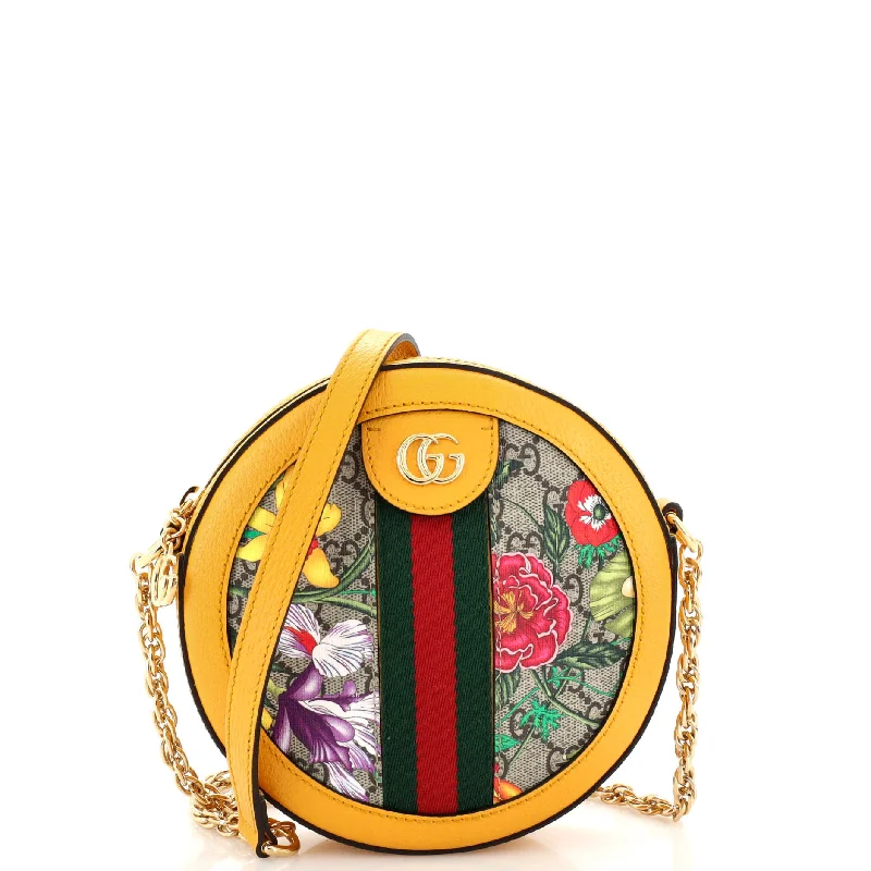 Ladies Gucci Dionysus bags with a star - shaped charmOphidia Round Shoulder Bag Flora GG Coated Canvas Mini